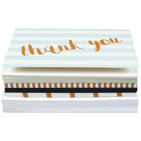 144-Pack Bulk Thank You Cards Set with Envelopes, Blank Inside for Birthday Party, Baby Shower, Wedding, Employee Appreciation, All Occasions, 6 Assorted Designs (4x6 in) {7}