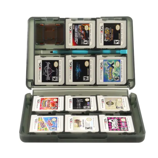 Insten 24-in-1 Game Card Case for Nintendo NEW 3DS / 3DS / DSi / DSi XL DSi LL / 3DS XL LL / DS / DS Lite NDS Game Storage Holder Smoke Grey {5}