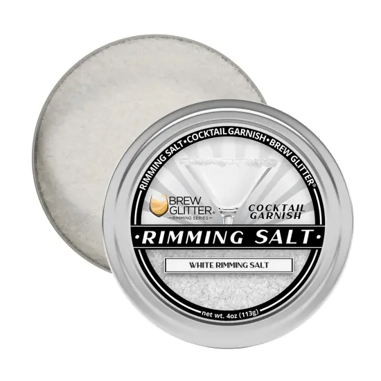 Brew Glitter - Plain Rimming Salt (4oz, 1x Bar Tin) Classic Cocktail Garnish for Mixed Drinks and Beverages {4}