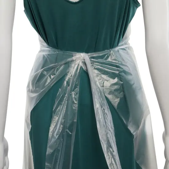 200 Pack Disposable Salon Aprons for Hair Stylist, Barber Shop, Artists, Groomers, One Size Clear Plastic Smocks (45.3 x 27.5 In) {5}