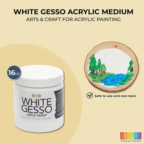 17oz White Gesso Canvas Primer for Painting, Acrylic Paint Medium for Arts and Craft Supplies (500 ml) {4}
