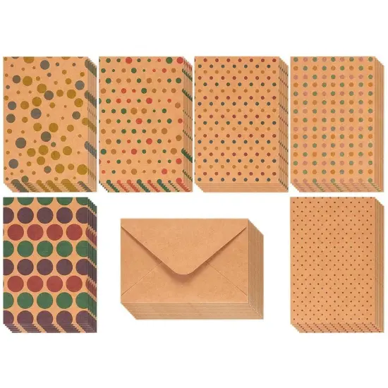 36 Pack Kraft Greeting Cards with Envelopes Blank Inside (Polka Dot) Brown {4}