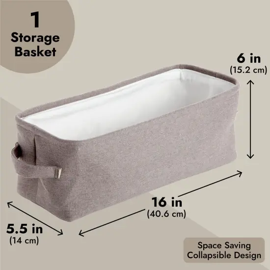 Toilet Paper Storage Basket for Bathroom Organizing, Rectangular Bin for Fabric Storage, Counter (Gray, 16 x 6 x 5.5 In) Grey {4}