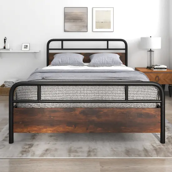 Industrial Metal Bed Frame with Headboard &ndash; Twin/Full/Queen Size, Sturdy Construction and Easy Assembly {6}