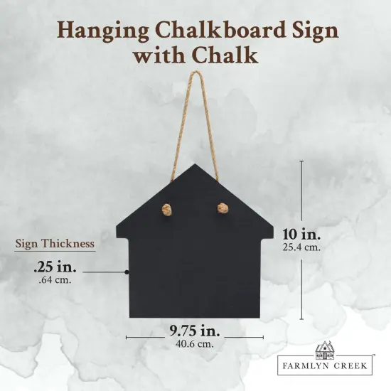 2 Rustic Farmhouse Hanging Chalkboard Signs with 4 Chalk Sticks (6 Piece Set) Black {3}