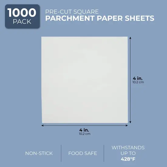1000 Pack of Precut Parchment Paper Sheets, 4x4 Baking Squares White {7}
