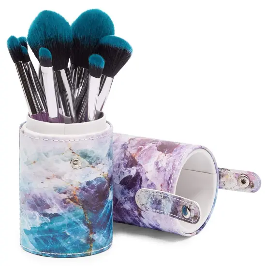 10 Piece Makeup Brush Set with Case, Acrylic Purple and Blue Makeup Brushes Multicolor {6}
