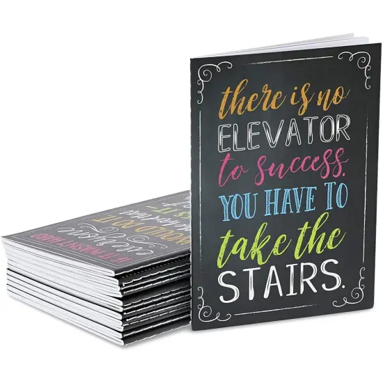 12 Pack Small Inspirational Notebooks with Growth Mindset Quotes - Pocket Size - Motivational Journal Notepads for Students, School, Office, Employee Gifts (3.5x5 in) Black {7}