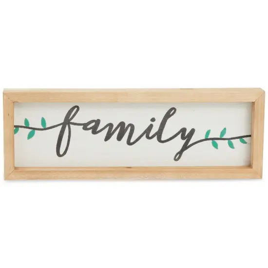 Wooden Family Sign 17" x 6", Rustic Hanging Farmhouse Wall Decor for Home Brown {1}