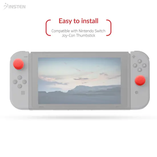 Insten [1 Pair] Joy Con Thumb Grip Stick Caps for Nintendo Switch [Anti-Slip/Protective/comfort] Joycon Controller Thumbstick Cover Set for Switch 2017 / Switch Lite Console 2019, Red Silicone {3}