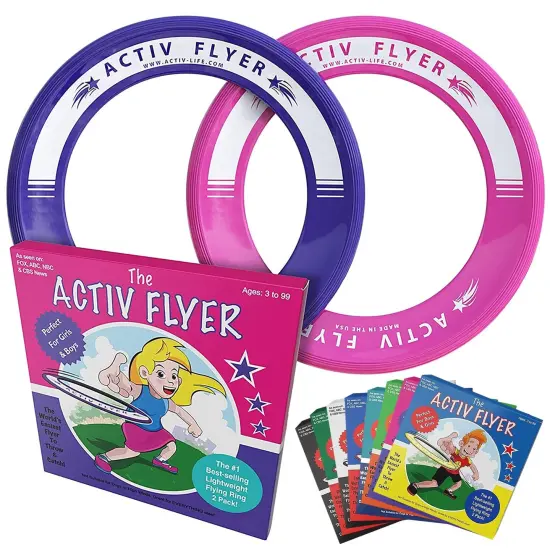 Activ Life 2 Pack Flying Rings for Kids, Fun Beach Toys, Gifts for Boys & Girls Aged 3-14, Cool Family Outdoor Games, Play at Swimming Pool, Playground, Basket Fillers Birthday Presents, Pink/ Purple {1}