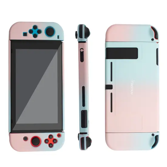 For Nintendo Switch Protective Case, Hard Dockable Shell Cover Skin for Girls, Pink and Blue Multicolor {6}
