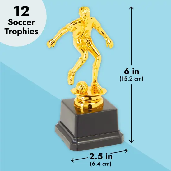 12 Pack Small Gold Soccer Trophies for Team Award Ceremonies, Championship Games, Sports Competitions (2.5 x 6 In) {4}