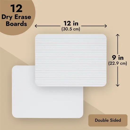 Juvale 12 Pack Double Sided Dry Erase Boards with Lines - Small Classroom Whiteboards for Students, Homeschool and Writing Practice - Reusable Personal Lapboards for Kids Ages 3-14 (9x12 in) {4}