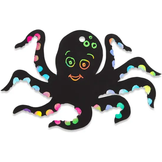 Bright Creations Rainbow Scratch Paper, Ocean Sea Animal Ornaments (50 Pack) Black {7}