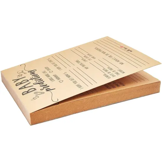 50 Sheets Baby Shower Prediction and Advice Cards for Gender Reveal Games, Party Activity (5x7 in) Brown {6}