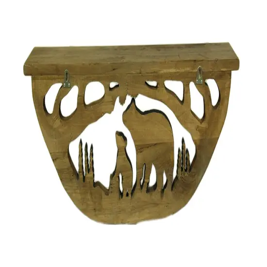 Bear Family in the Woods Hand Crafted Wooden Wall Shelf {4}