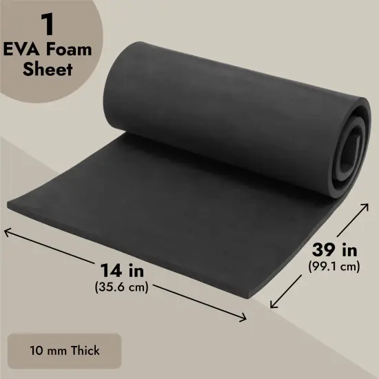 Bright Creations 10mm EVA Foam Sheets for Costumes, and Decorations, EVA Foam Cosplay Supplies, High Density 100 kg/m3 Black Foam Sheet for Crafting DIY Projects, 14 x 39 inches {5}