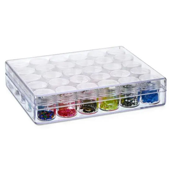 Clear Plastic Beads Storage Containers with Lids, 30 Jars, for Rhinestones, Glitter Art and Craft Organizer box {4}
