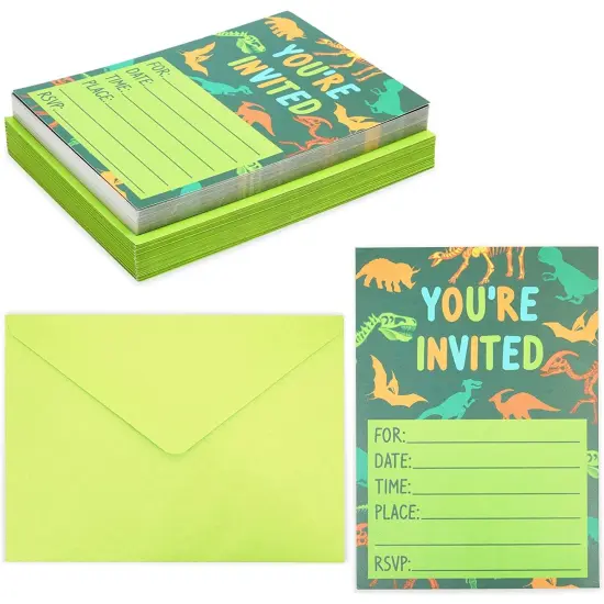 Green Dinosaur Party Invitations, You're Invited (5 x 7 In, 36 Pack) {1}