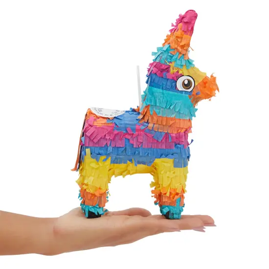 3 Pack Mini Donkey Pinata for Birthday Party, Mexican Pinata for Cinco de Mayo Fiesta Supplies (5.5 x 9.25 x 2.15 In) Multicolor {3}