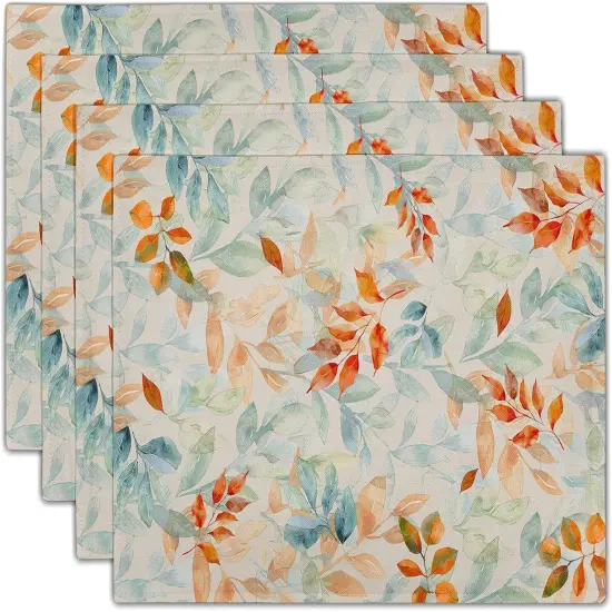 Fall Leaves Placemats Set of 4(Green Orange Leaves) {1}