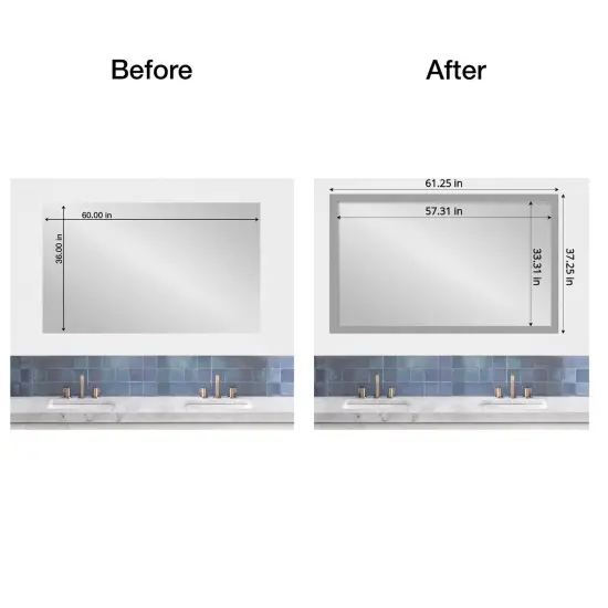 Amanti Art Mirror Makeover Bathroom Mirror Frame Border Kit - Fully Assembled Peel and Stick Frame - Mirror NOT Included - Brushed Black or NickelTrim Brushed Nickel {5}