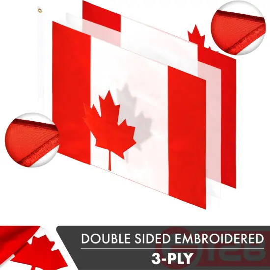 G128 Canada (Canadian) Flag | 3x5 feet | Double Sided Embroidered 210D Heavy Duty Polyester {2}