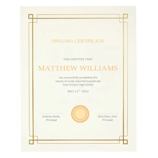 48 Sheets Gold Foil Certificate Paper for Printing - Customizable Blank Cardstock with Border for Graduation Diploma, Achievement Awards, Recognition Documents (8.5 x 11 in, Ivory) {7}