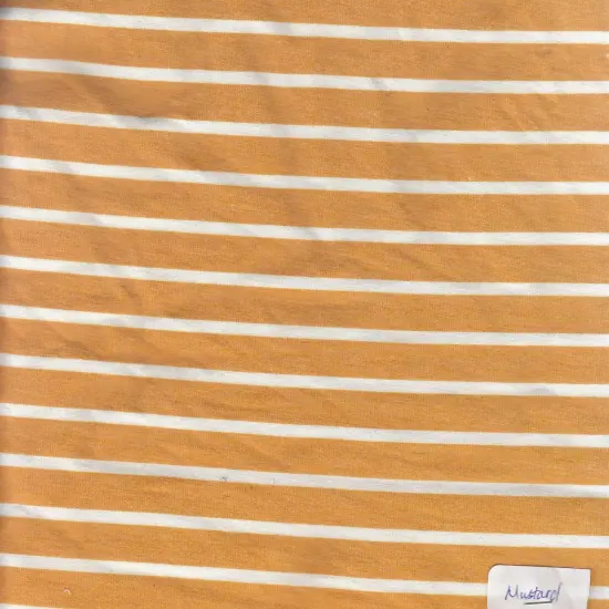 1 Yard French Terry Stripe Print Knit Fabric, 58/60&Prime; Wide Poly Rayon Spandex Blend MUSTARD {1}