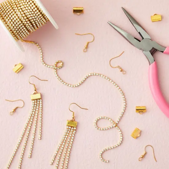 11 Yards Rhinestone Chain, Gold Trim String for DIY Jewelry Making, Crafts, Shoe Charms (2mm Wide) {2}