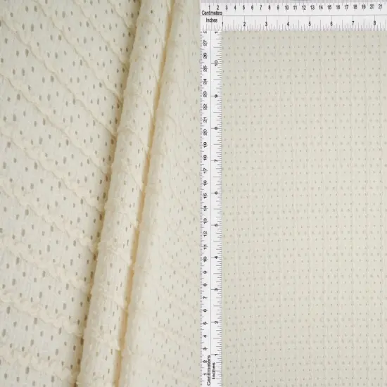 1 Yard Wave Knit Jacquard Solid Lace Fabric 185 GSM Polyester Spandex 58" Width OFF-WHITE {5}