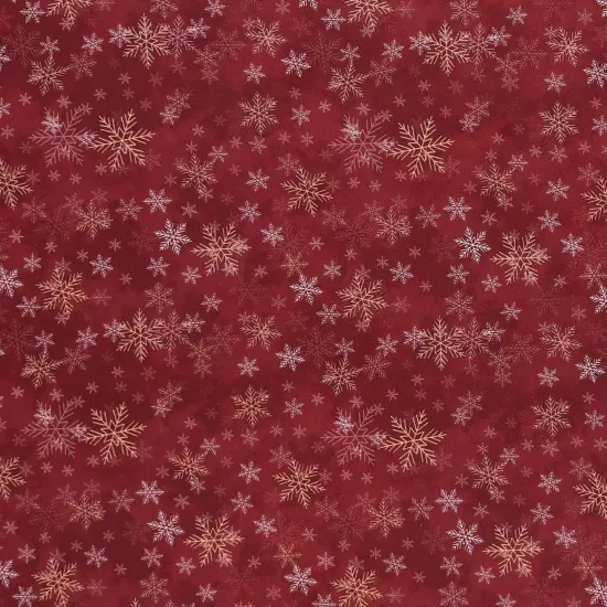 Mook Fabrics Christmas Deck The Halls Cotton Fabric [45in. Wide] - By The Yard Snowflakes Red {1}