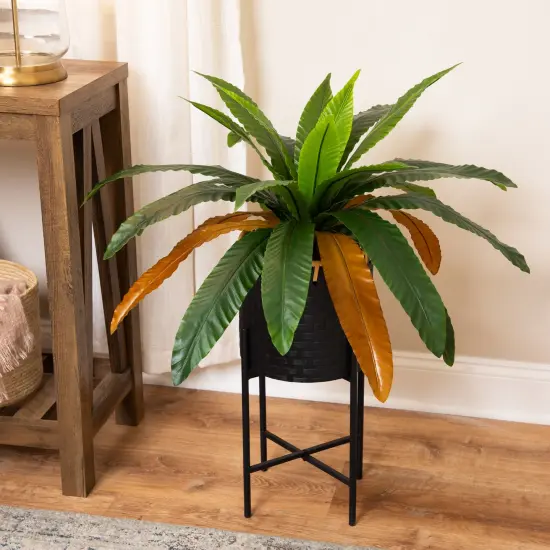 Northlight Two-Tone Bird Nest Fern Artificial Potted Plant - 22" - Green and Brown {1}