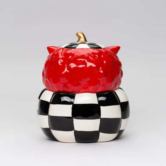 Ceramic Checkerboard Owl Candy Jar, Kitchen Decor, Fall Decor, Gift for Her, Gift for Mom {4}