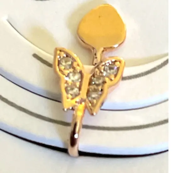 Butterfly Nose Ring for Women - Vintage Crystal Butterfly Nose Ring U-Shaped Clip-On Nose Stud Gold Plated Cz American Diamond Nose Pin Nose Cuff Crystal Septum Piercing Jewelry for Women {2}