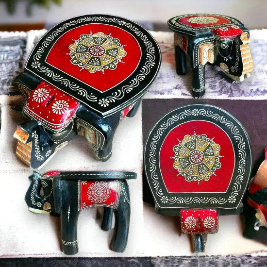 Elephant Stool, Home Decor Stool, Indian Home Decor, Living Room Decor, Painted Stool, Traditional Table, Indian Decoration {7}