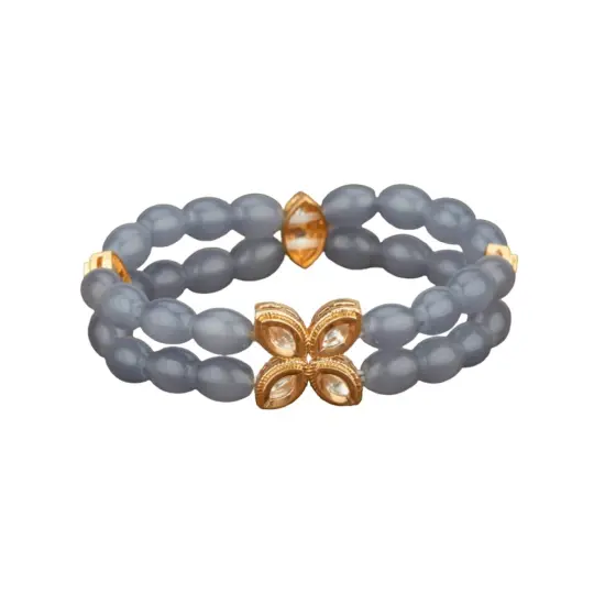Antique Adjustable Bracelet with Gold Plating Bangle Bracelets for Women Gold and Kundan Bracelet Indian Fashion Jewelary Indian Favor for Mothers Day Valentines Anniversary Grey {1}