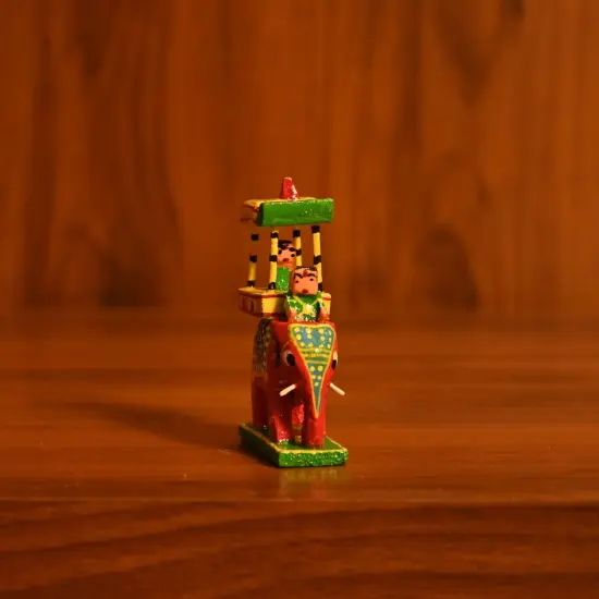 Wooden Kondapalli Maharaja Ambari Elephant Indian Handpainted Golu Decoration Showpiece for Home Living Room Shelf Display Table Decor Gifting Item Golu Dolls {4}