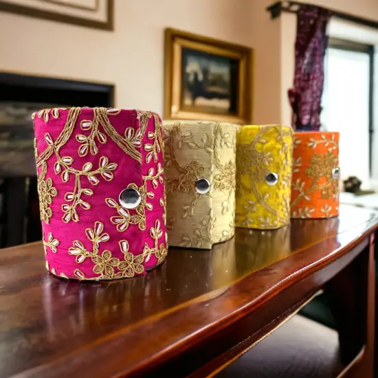 Bangle Organizing Box for Women and Girls Bulk Assorted Jewellery Storage Bag Beautiful Embroidered Bangle Case Indian Pakistani Wedding Favor Bridesmaid Gift {3}