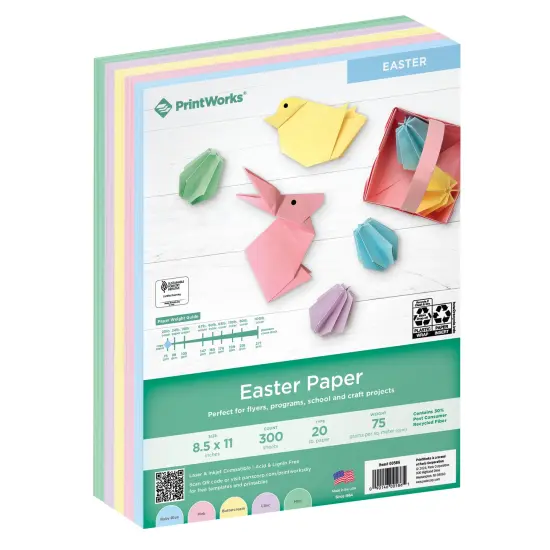 Printworks Easter Paper, 300 sheets, 20lb Paper, Includes Pastel Pink, Green, Yellow, Blue, and Lilac Paper, 8.5" x 11" (00586) {1}