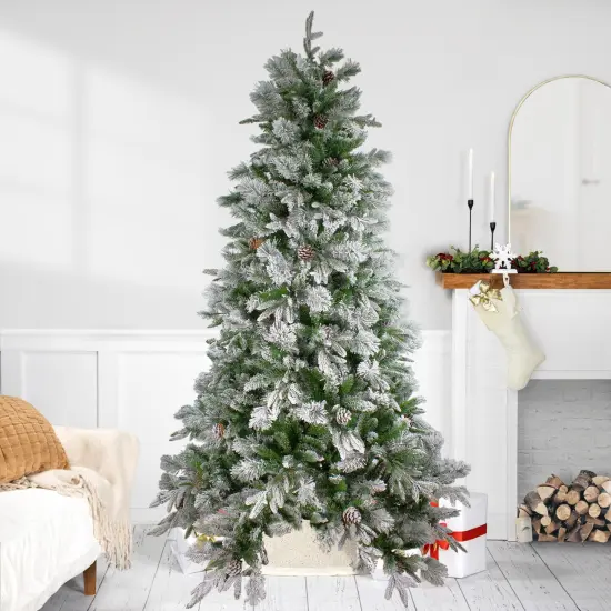 Northlight Real Touch&trade;️ Medium Flocked Rosemary Emerald Angel Pine Artificial Christmas Tree - 7.5' - Unlit Green {1}