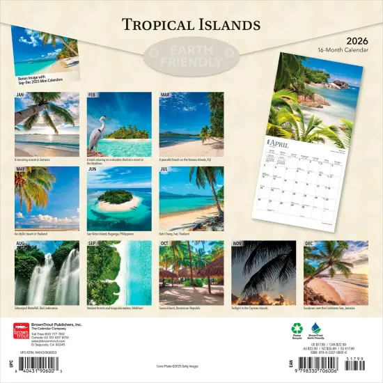 Tropical Islands | 2026 12 x 24 Inch (Hanging) Monthly Square Wall Calendar | Foil Stamped Cover | Plastic-Free {2}