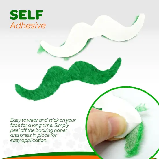 4E's Novelty 48 Pack St. Patrick's Day Mustache Green & Orange Mustaches Bulk Fake Beard Self Adhesive St Patrick Accessory Party Favor Supply {4}