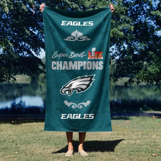 NFL Philadelphia Eagles 2025 Super Bowl LIX Gumbo Beach Towel 30X60 Inches {4}