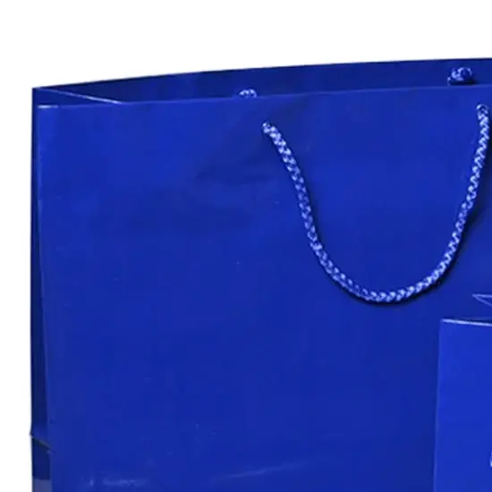 Small-Scale Elegance with Glossy Paper Euro Totes 8'' x 4'' x 10'' Classic Blue {6}