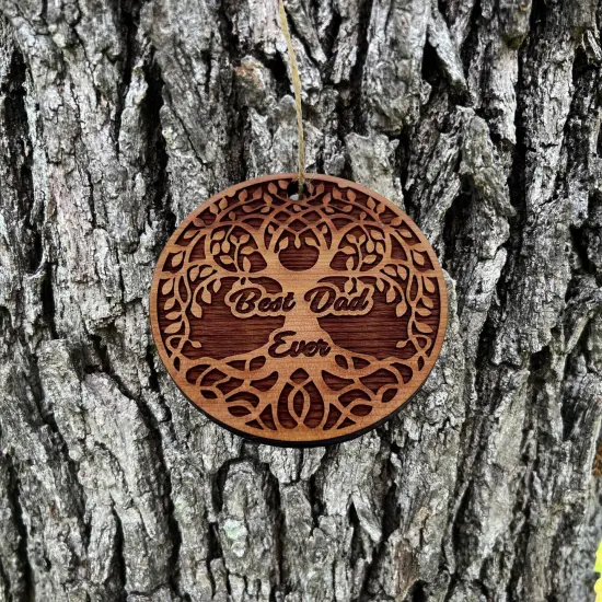 Best Dad Ever Celtic Tree of Life - Cedar Ornament {5}