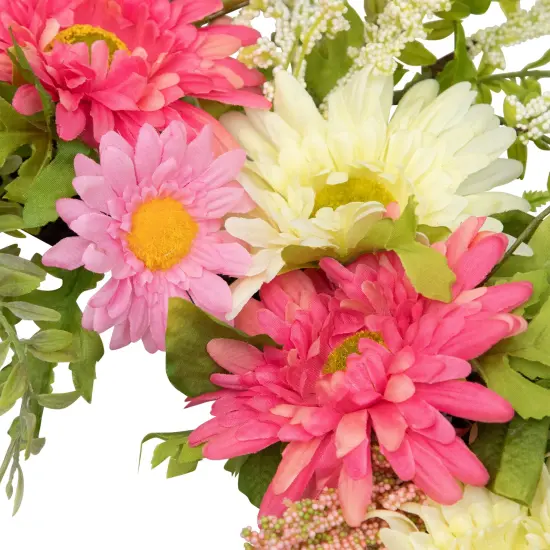 Northlight Gerbera Daisy and Statice Floral Spring Wreath - 23" - Pink/White {7}