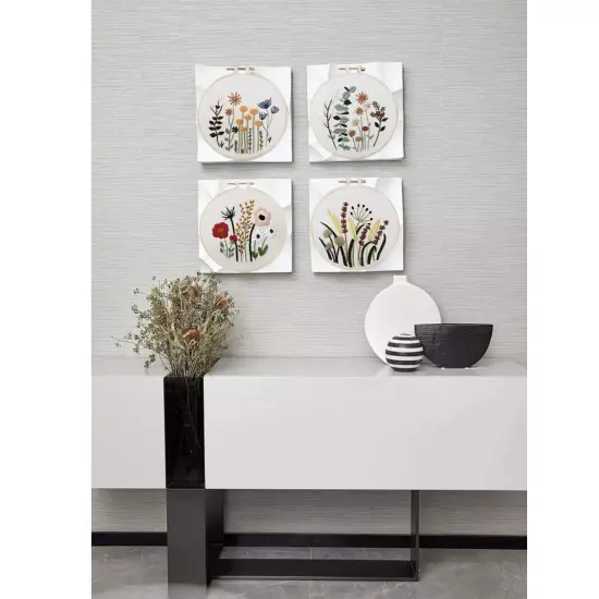 3 Sets of Beginner Embroidery Kits with 3 Patterns and 6 Needles, Needlepoint Kits for Adults,Including Embroidery Floss,3 Plastic Hoops and 3 Cotton Fabric {4}