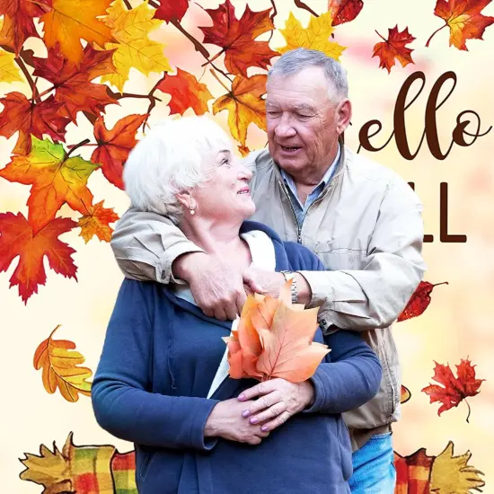 Fall Door Banner Cover Scarecrow Pumpkin Leaves Hanging Banner,31.5 x 67 Inch {4}